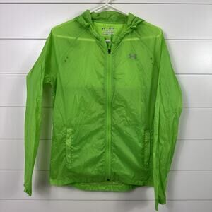 Women's Under Armour Lime Green See Me Go Translucent Lightweight Jacket sz M